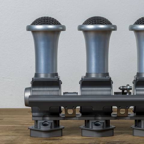 Triple throttle body bank, front view